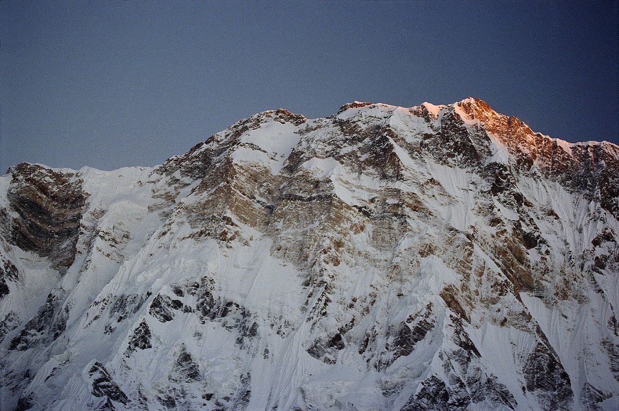 203 Annapurna Main, Central, East First Rays Of Sun From Annapurna Sanctuary Base Camp